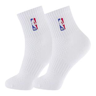 NBA休闲运动袜子男纯白色棉袜四季网眼透气吸汗学生大码中筒袜4双