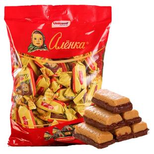 俄罗斯糖果大头娃娃酥糖芝麻花生巧克力进口爱莲巧夹心喜糖