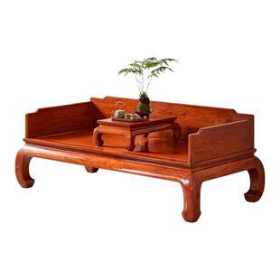 红木家具缅甸花梨木罗汉床实木三围独板罗汉塌中式大果紫檀单人床