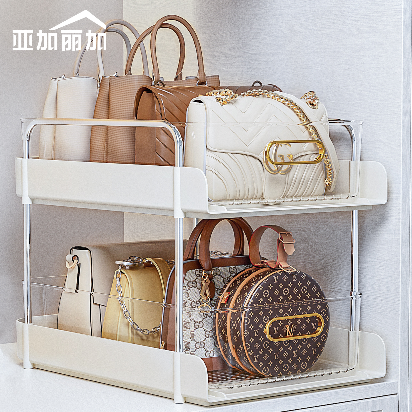 包包收纳神器衣柜分层架子省空间放包包的置物架小包分隔板存放盒