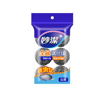 妙洁钢丝球铁丝球6只装强力去污