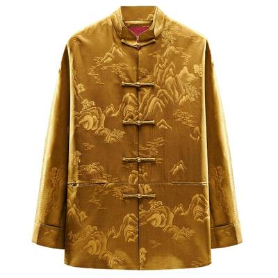 唐袭世家唐装男真丝香云纱外套