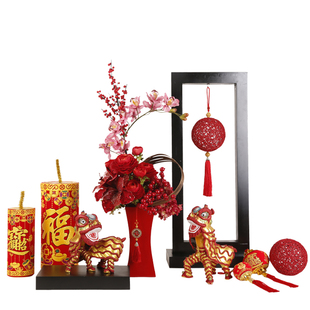 晶华春节喜气仿真花艺套装元旦新年装饰品场景布置桌花摆件春节