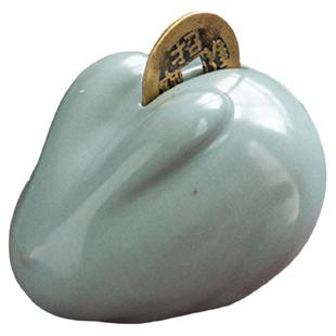 汝山明汝窑茶宠有钱兔汝瓷小摆件冰裂纹开片可养茶具创意精品茶宠