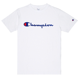 Champion冠军短袖男2026春季新款胶印草写LOGO潮圆领t恤标语女潮