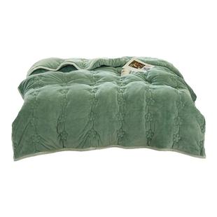 无印良品法兰绒夹棉毛毯加厚冬季绒毯被子珊瑚绒三层超厚休闲盖毯