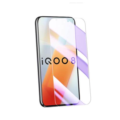 幻影马适用iqoo8钢化膜5G新款抗蓝光屏保iqoo8手机膜无白边玻璃护眼iq008刚化膜高清全覆盖保护V2136A抗指纹