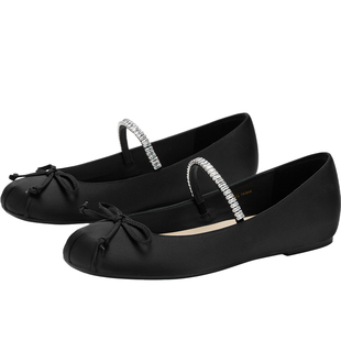 73hours女鞋轻盈舞步春季新款平底缎面芭蕾鞋法式玛丽珍单鞋