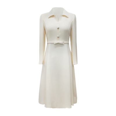 朗姿集团LIME莱茵翻领复古收腰小香风连衣裙高级感长裙25秋冬新款