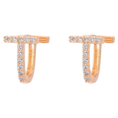 字母T耳环女2024年新款潮