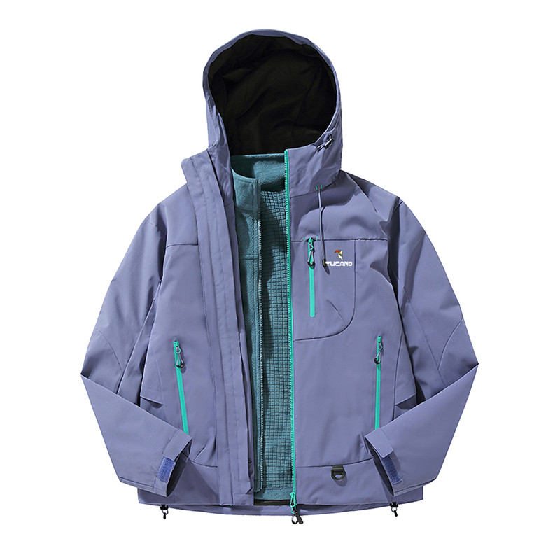 啄木鸟紫色冲锋衣女三合一登山服