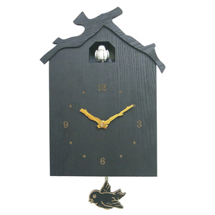 家用装饰实木布谷鸟挂钟晨控整点报时摇摆木钟个性简约咕咕钟