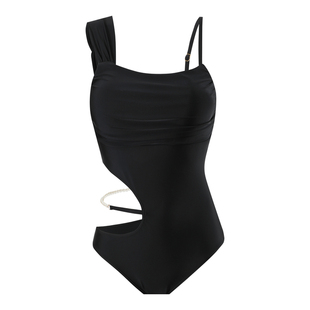李兰芝-W小调连体气质显瘦不规则性感游泳衣温泉度假海边泳装女