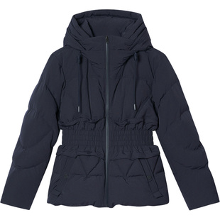 LK BENNETT深蓝色白鹅绒羽绒服2025年冬新款立裁收腰显瘦保暖连帽