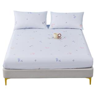 水星家纺床笠单件100纯棉床罩抗菌单双人宿舍床垫保护罩床上用品