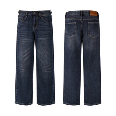 ALLFIT复古深蓝做旧牛仔裤