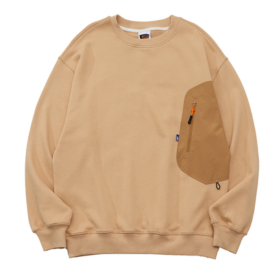 拼接口袋Battles刺绣圆领卫衣