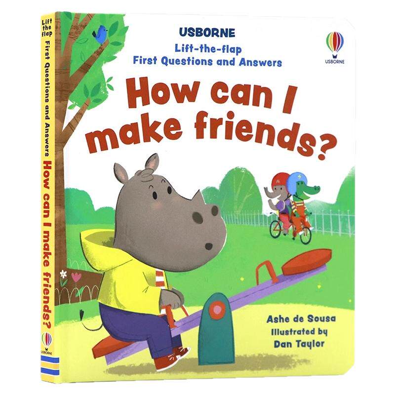 Usborne偷偷看里面系列翻翻书 我要怎么交朋友 英文原版绘本 How can I make friends 儿童交友友谊情商认知启蒙精装纸板