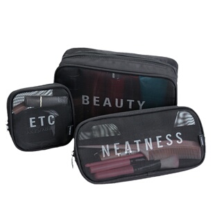 旅行网纱透明化妆包小号迷你便携简约男女士洗漱包手拿包收纳袋