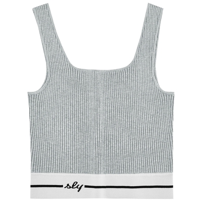 运动休闲风拼色LOGO针织吊带背心