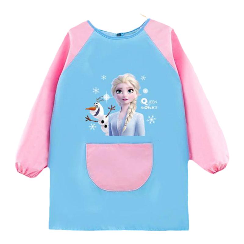 冰雪奇缘罩衣白雪公主反穿衣女童饭兜春秋围兜防水防油高档画画衣