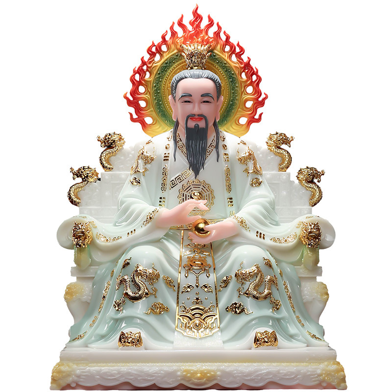 汉白玉灵宝天尊太上老君三清祖师爷神像道德天尊元始天尊家用供奉