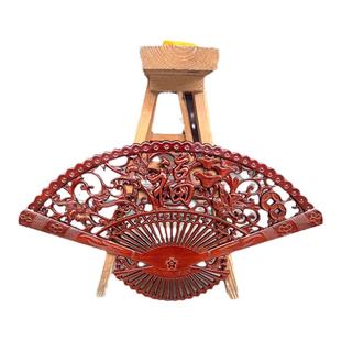 东阳木雕香樟木家和万事兴挂件实木扇形玄关镂雕中式扇子仿古壁挂