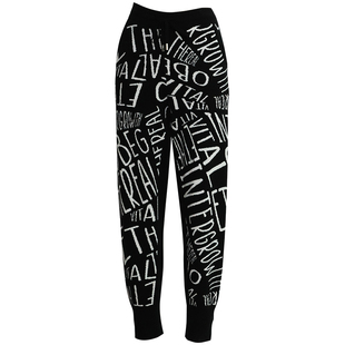 OBEG欧碧倩冬季字母提花羊毛针织裤女运动风束脚长裤10444132