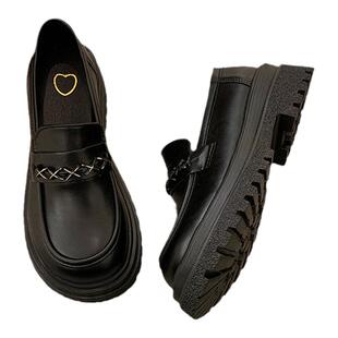 英伦风厚底小皮鞋女2025春季新款法式玛丽珍日系jk单鞋黑色乐福鞋