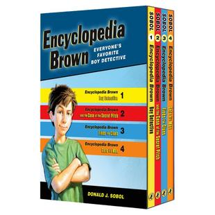 百科全书小布朗4册盒装 英文原版 Encyclopedia Brown 爱伦坡奖 唐纳索博尔 少儿英语阅读课外读物 益智推理小说 进口英语书籍