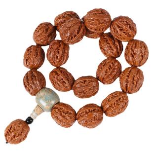 文玩小核桃手串18颗野生灯笼狮子头秋子念珠佛珠手持手把玩件古玩