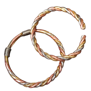 春风屿民族风三色铜缠绕扭丝麻花粗手镯个性百搭手镯大圈口镯子13