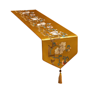 桌旗中式新中式茶桌垫布轻奢高端茶几布茶台布艺长条餐桌装饰桌布