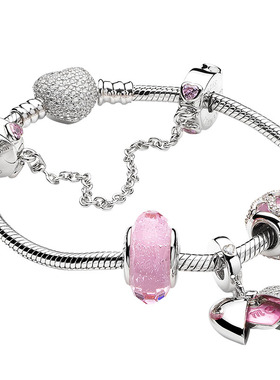 手链你和我粉色琉璃情人节款