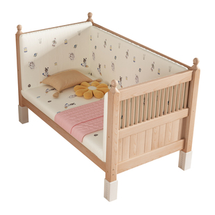 实木儿童拼接床婴儿可定制小床升降护栏榉木大床加宽大人宝宝边床