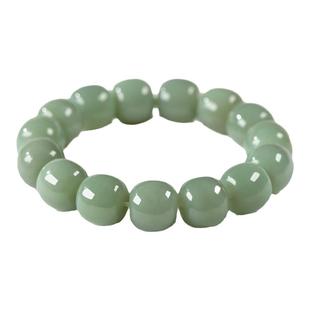 昆玉谣天然和田玉白玉湖水绿且末蓝老型珠玉石手链手串男女士简约