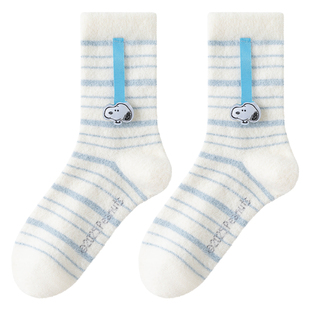 卡拉美拉史努比联名秋冬新款中筒袜礼盒款送礼保暖加厚卡通睡眠袜