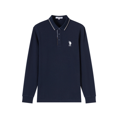 U.S. POLO ASSN.商场同款 男士长袖polo衫秋新款宽松休闲翻领上衣