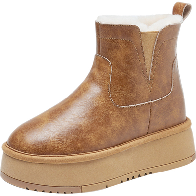 2025网红同款雪地靴加绒加厚短筒羊皮毛一体短靴女马丁靴内增高