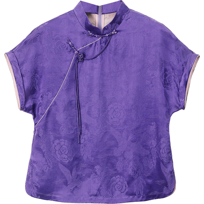 高端品牌花罗香云纱桑蚕丝上衣女