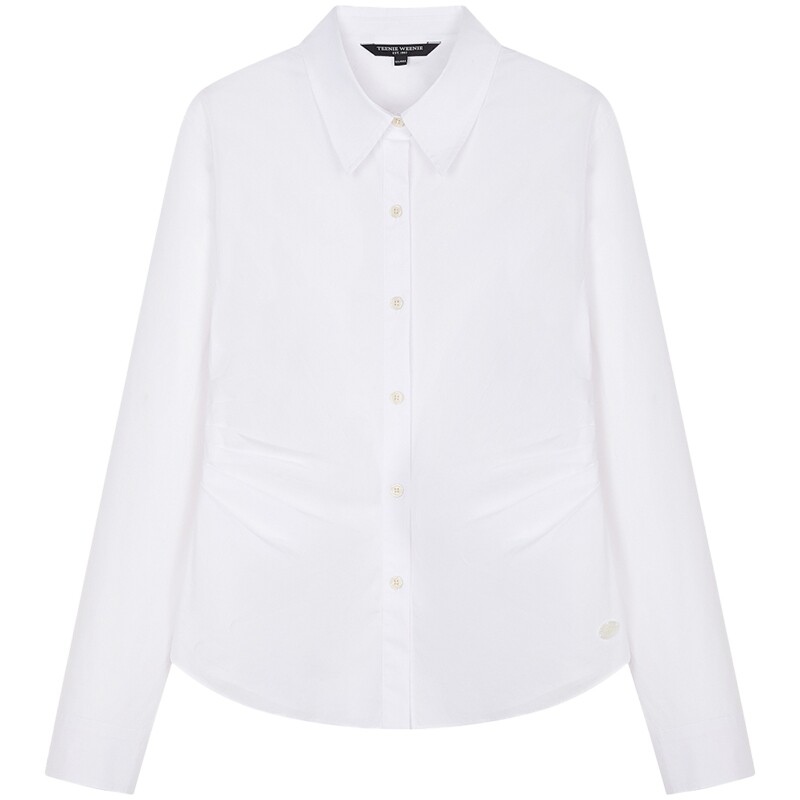 TeenieWeenie小熊女装衬衫秋冬季气质通勤高智感微收腰长袖衬衣