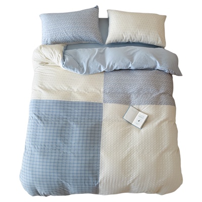 简约全棉亲肤碎花格子四件套