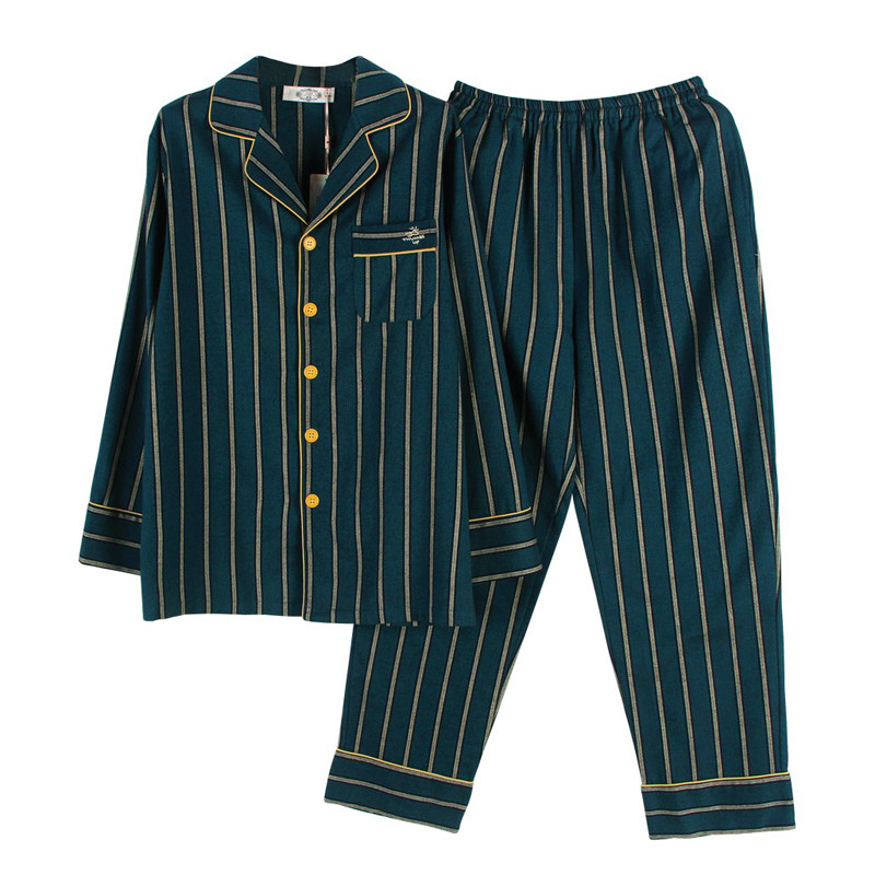 美标男士纯棉磨毛起居服条纹