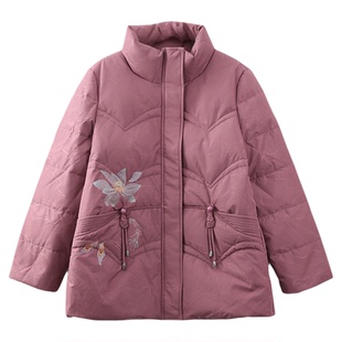 依佈中老年人妈妈装2025冬装新款羽绒服了老太太加厚保暖刺绣外套