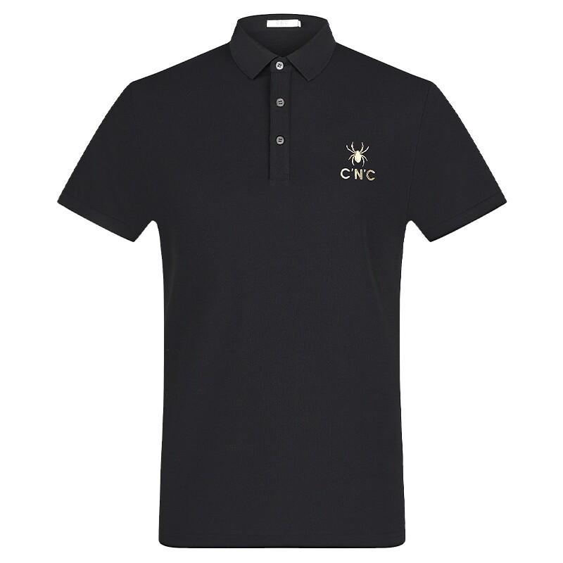CNC夏季印花修身翻领POLO衫短袖