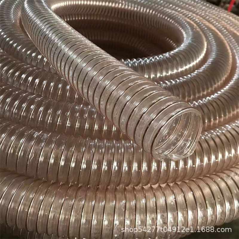 批发PU聚氨酯钢丝螺旋风管耐高温除尘软管壁厚2mm耐磨PU通风管