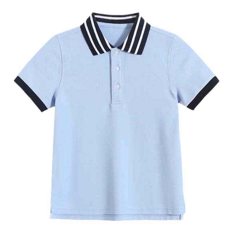 儿童中小学生POLO衫校服短袖翻领T恤夏季纯棉中大童班服校服上衣