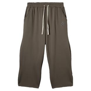 NMAX大码潮牌男装冬新品加绒休闲裤波浪剪裁纯色刺绣拖地长裤