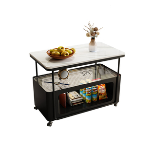 可移动边几岩板客厅家用长方形奶油风小户型现代简约沙发万向轮