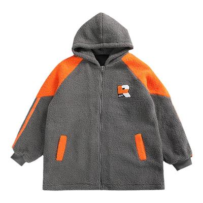 加厚秋冬连帽大夹棉服羊羔绒保暖